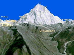 Still frame from Mt. Everest flyby animation
